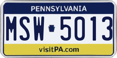 PA license plate MSW5013