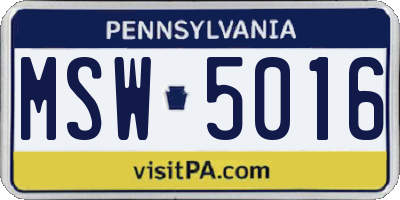 PA license plate MSW5016