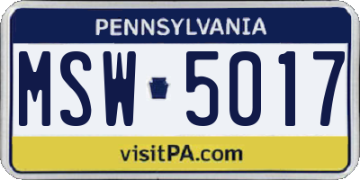 PA license plate MSW5017