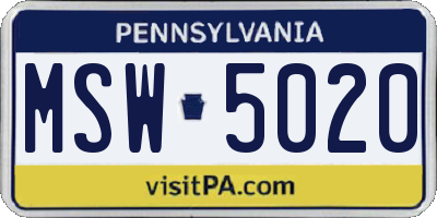 PA license plate MSW5020