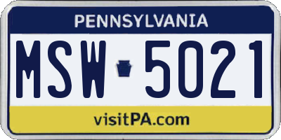 PA license plate MSW5021