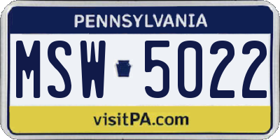 PA license plate MSW5022