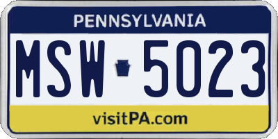 PA license plate MSW5023