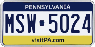 PA license plate MSW5024