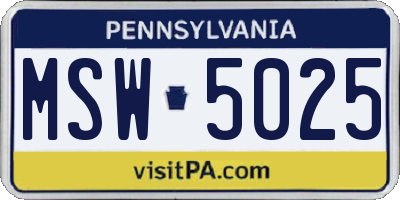 PA license plate MSW5025