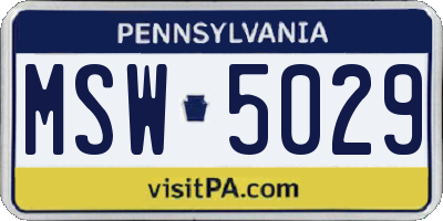 PA license plate MSW5029