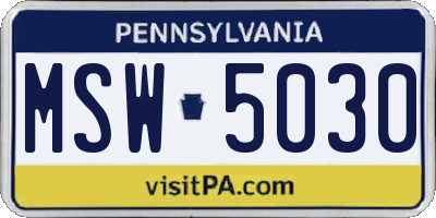 PA license plate MSW5030
