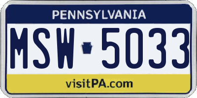 PA license plate MSW5033