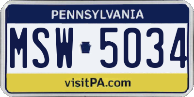 PA license plate MSW5034