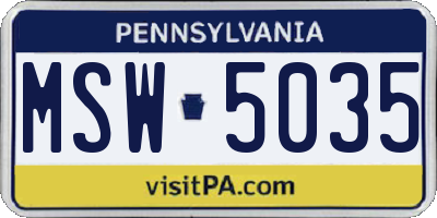PA license plate MSW5035