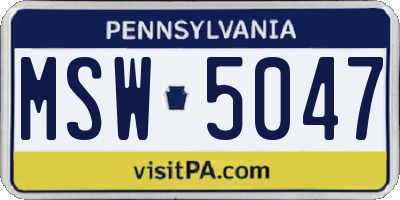 PA license plate MSW5047