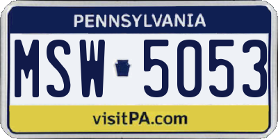 PA license plate MSW5053