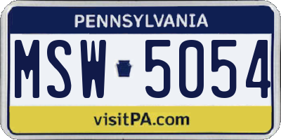 PA license plate MSW5054
