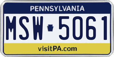 PA license plate MSW5061