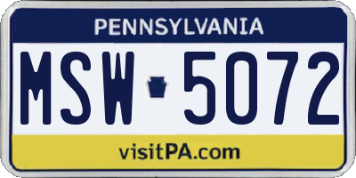 PA license plate MSW5072