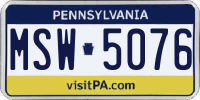 PA license plate MSW5076