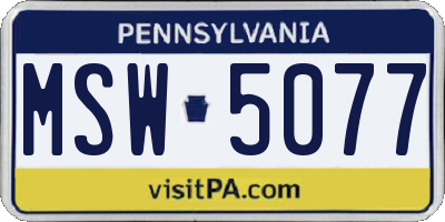 PA license plate MSW5077