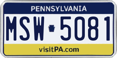 PA license plate MSW5081