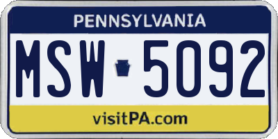 PA license plate MSW5092