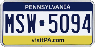 PA license plate MSW5094