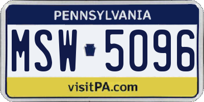 PA license plate MSW5096