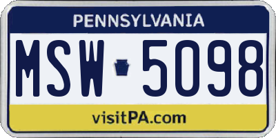 PA license plate MSW5098