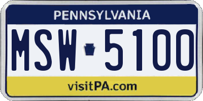 PA license plate MSW5100