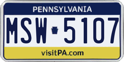 PA license plate MSW5107