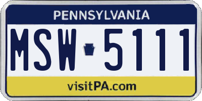 PA license plate MSW5111