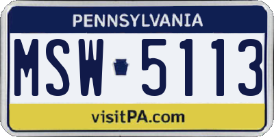 PA license plate MSW5113