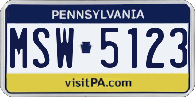 PA license plate MSW5123