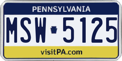PA license plate MSW5125