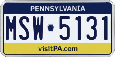 PA license plate MSW5131