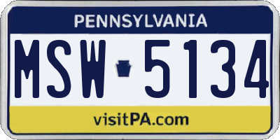 PA license plate MSW5134