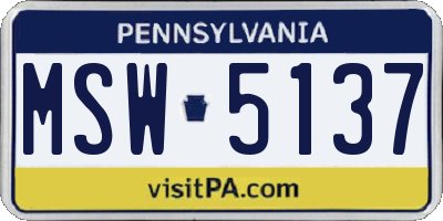PA license plate MSW5137