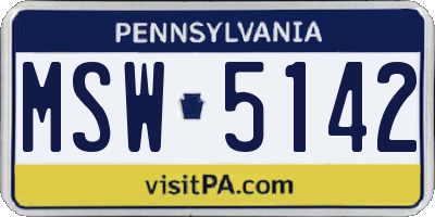 PA license plate MSW5142