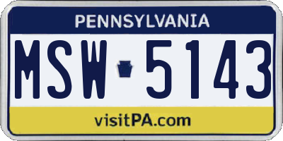 PA license plate MSW5143