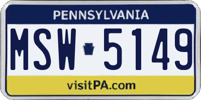 PA license plate MSW5149