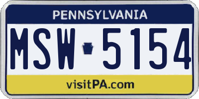 PA license plate MSW5154