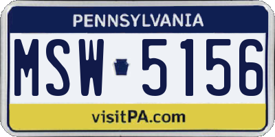 PA license plate MSW5156