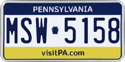 PA license plate MSW5158