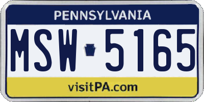 PA license plate MSW5165