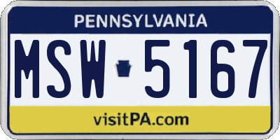 PA license plate MSW5167