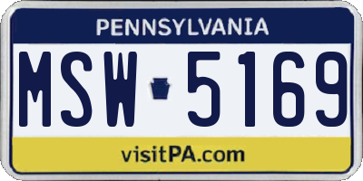 PA license plate MSW5169