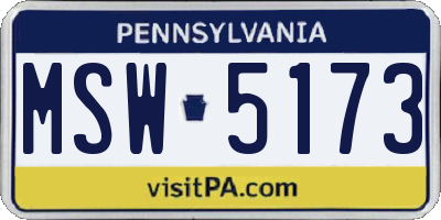 PA license plate MSW5173