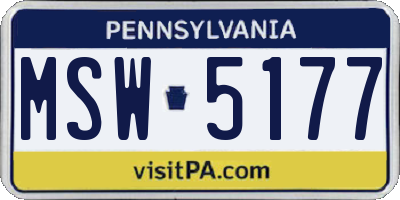 PA license plate MSW5177