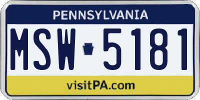PA license plate MSW5181