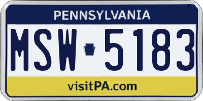 PA license plate MSW5183