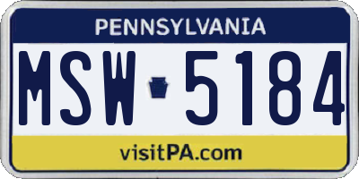 PA license plate MSW5184