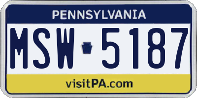 PA license plate MSW5187
